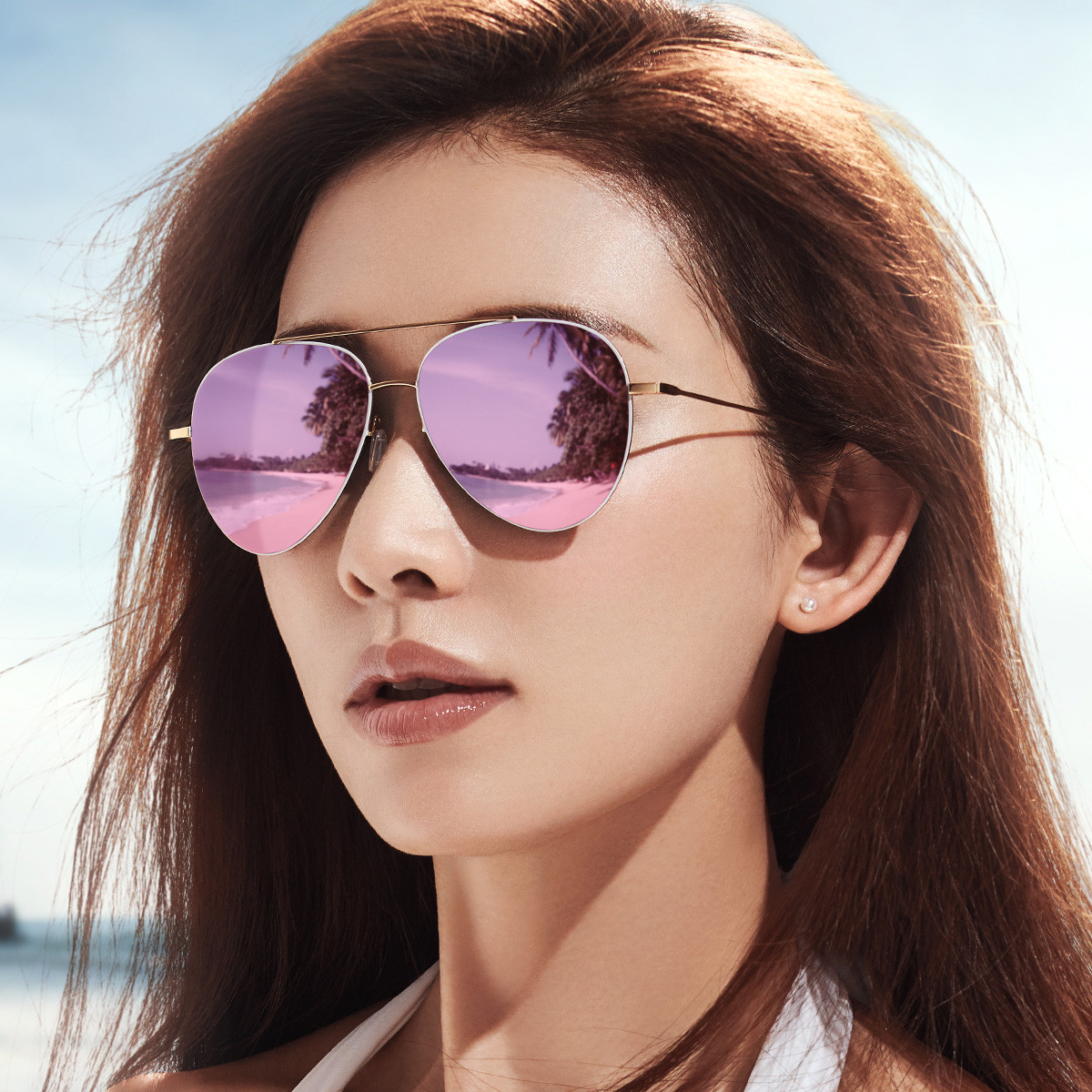 防晒款海伦凯勒眼镜男女款时尚潮流大框墨镜粉色镜片偏光太阳镜h8630