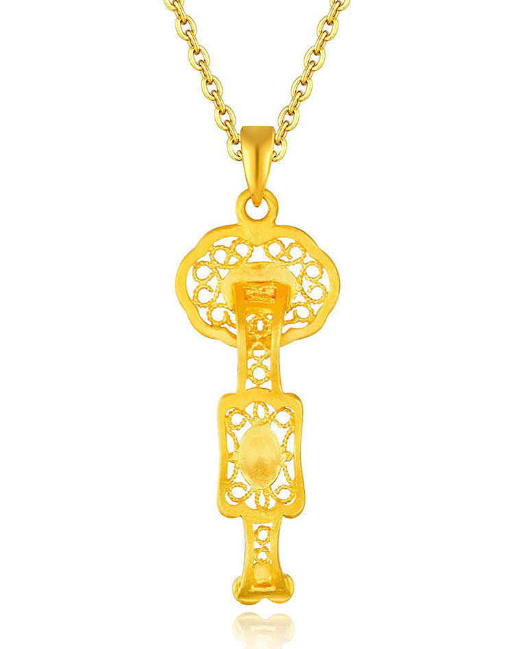 黄金吊坠婚庆九宝囍爱如意金秤无链计价