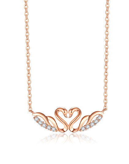 佐卡伊 天鹅 18k金钻石项链彩金项链吊坠