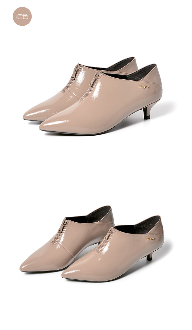 尖头帅气短靴女英伦风2019新款前拉链靴子及踝靴睿慕女鞋