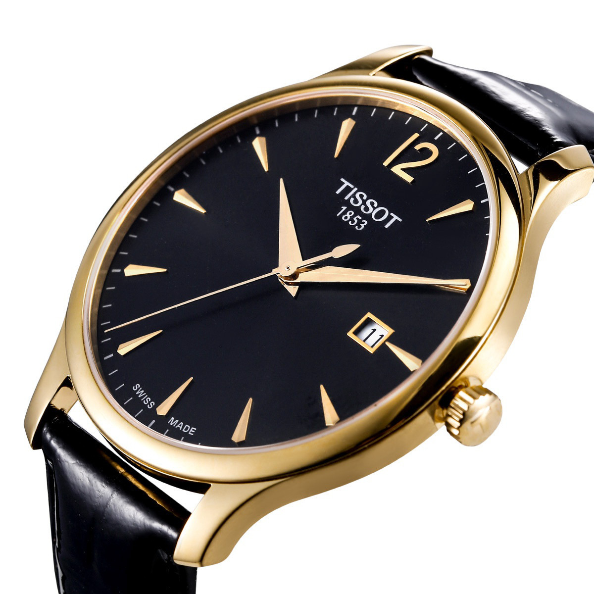 天梭天梭俊雅系列男表 日历窗格42mm大表盘皮带石英手表商务腕表t