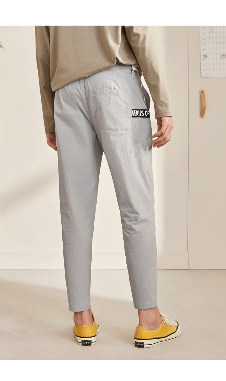 裤子小脚裤男九分裤工装裤子男士运动裤男士休闲裤 中灰 32(185/80a)