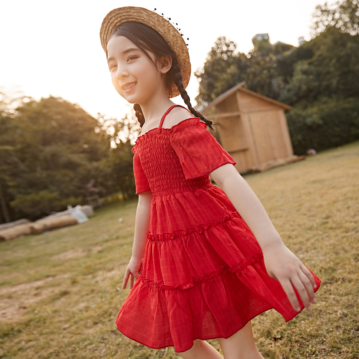 女童连衣裙2020夏装新品儿童露肩裙子小女孩网红洋气公主裙