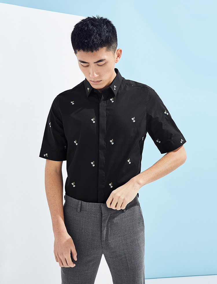 新款男士衬衫刺绣休闲款