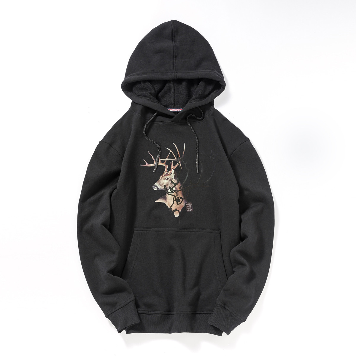 秋季男装鹿头印花时尚新款连帽男卫衣