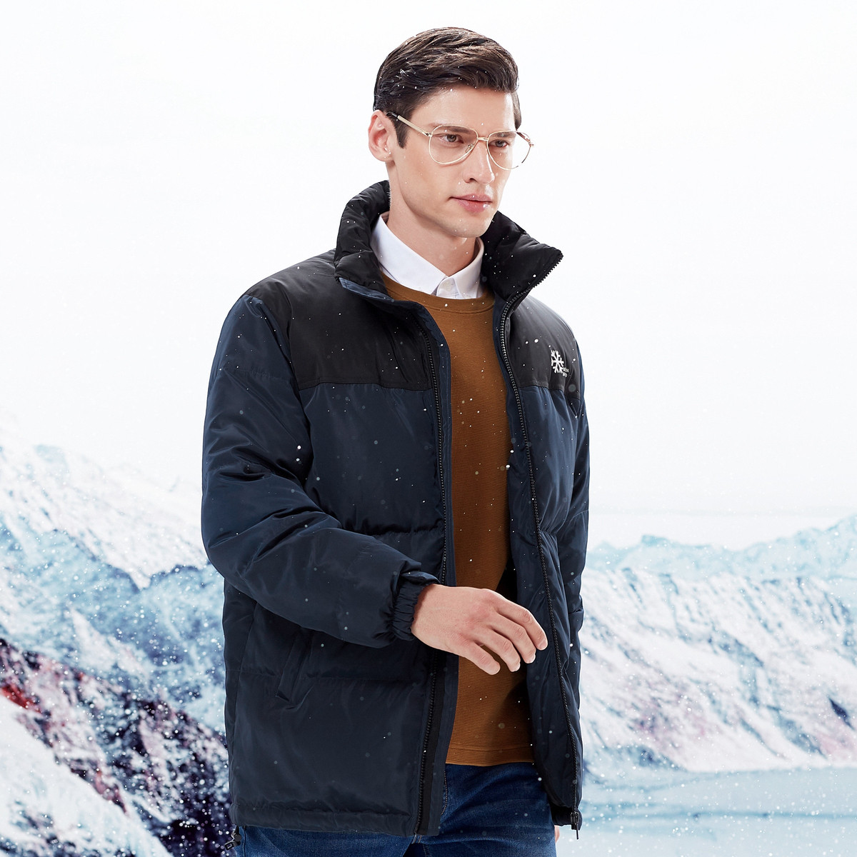 柒牌2019秋冬新品 时尚撞色拼接立领户外风男士羽绒服外套 大红 xxxl