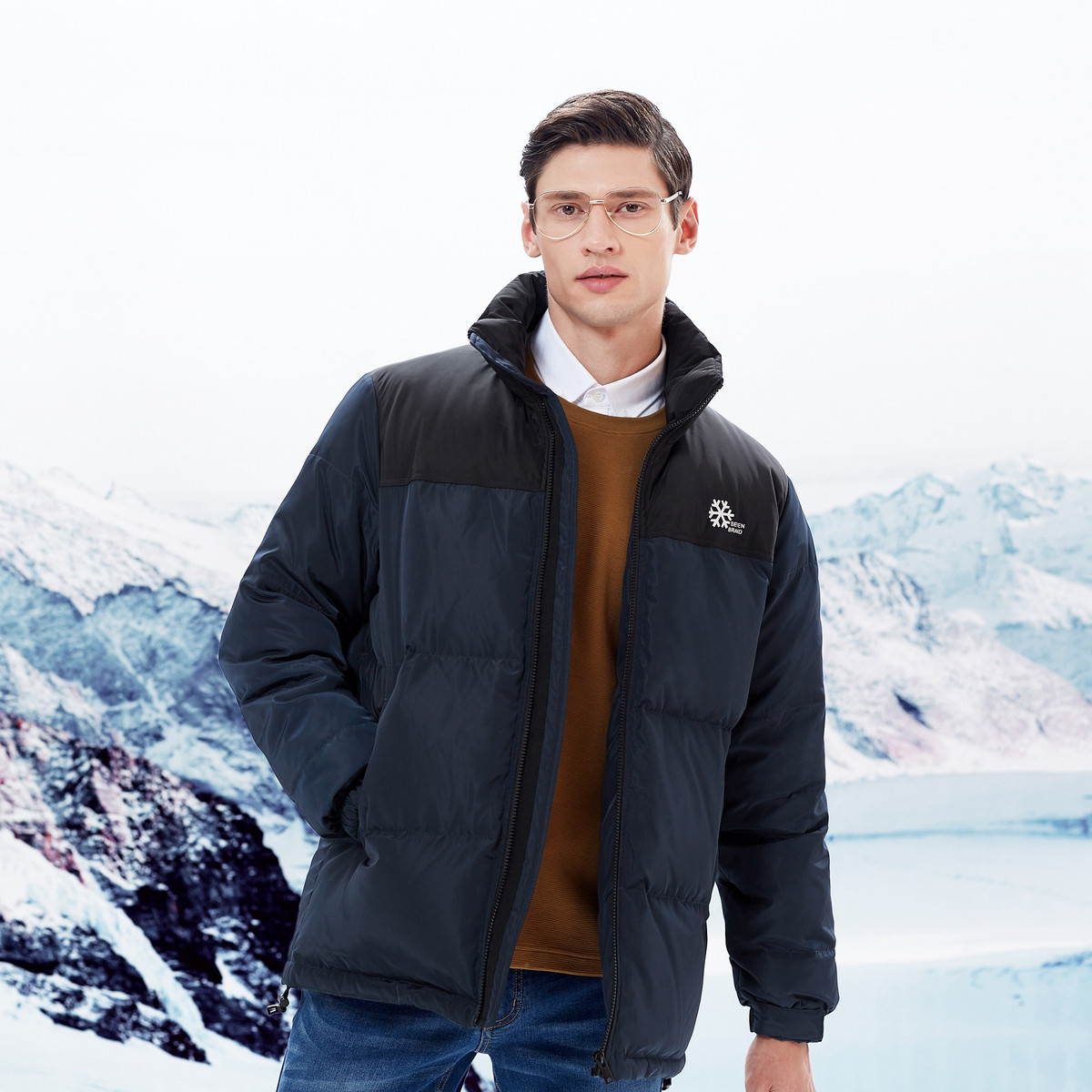 柒牌2019秋冬新品 时尚撞色拼接立领户外风男士羽绒服外套 大红 xxxl