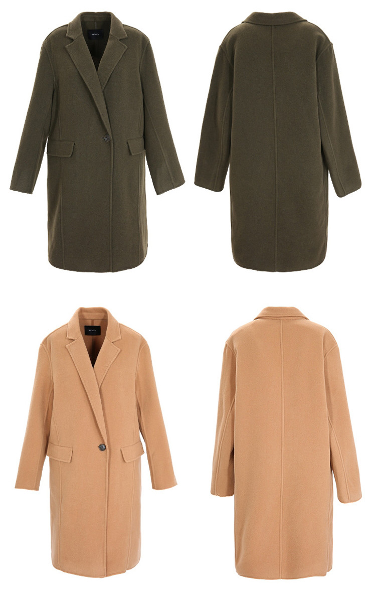 秋冬翻领羊毛呢大衣外套女