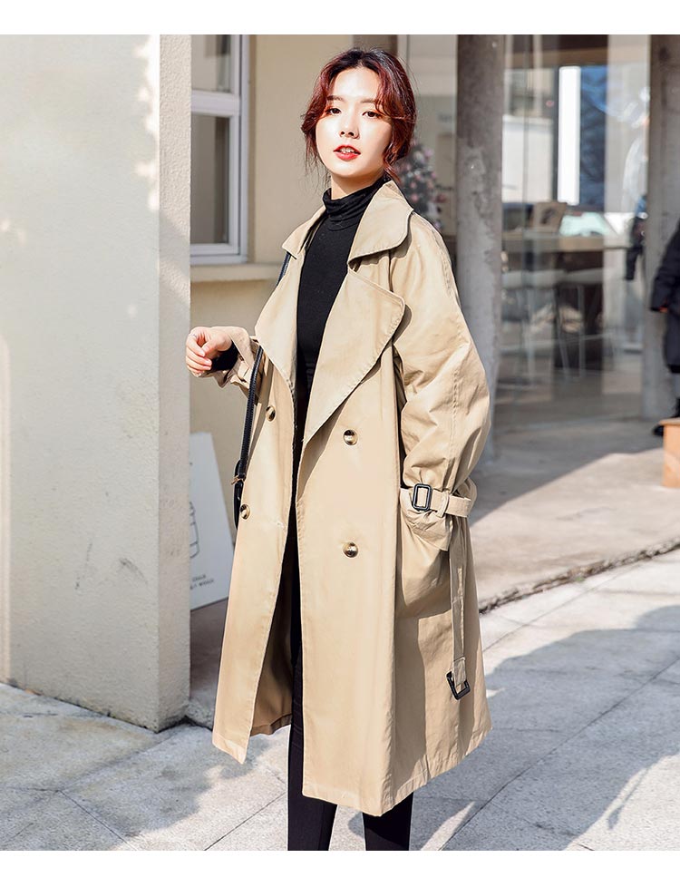 2020春季新款女装韩版插肩袖大口袋中长款春秋外套女士风衣
