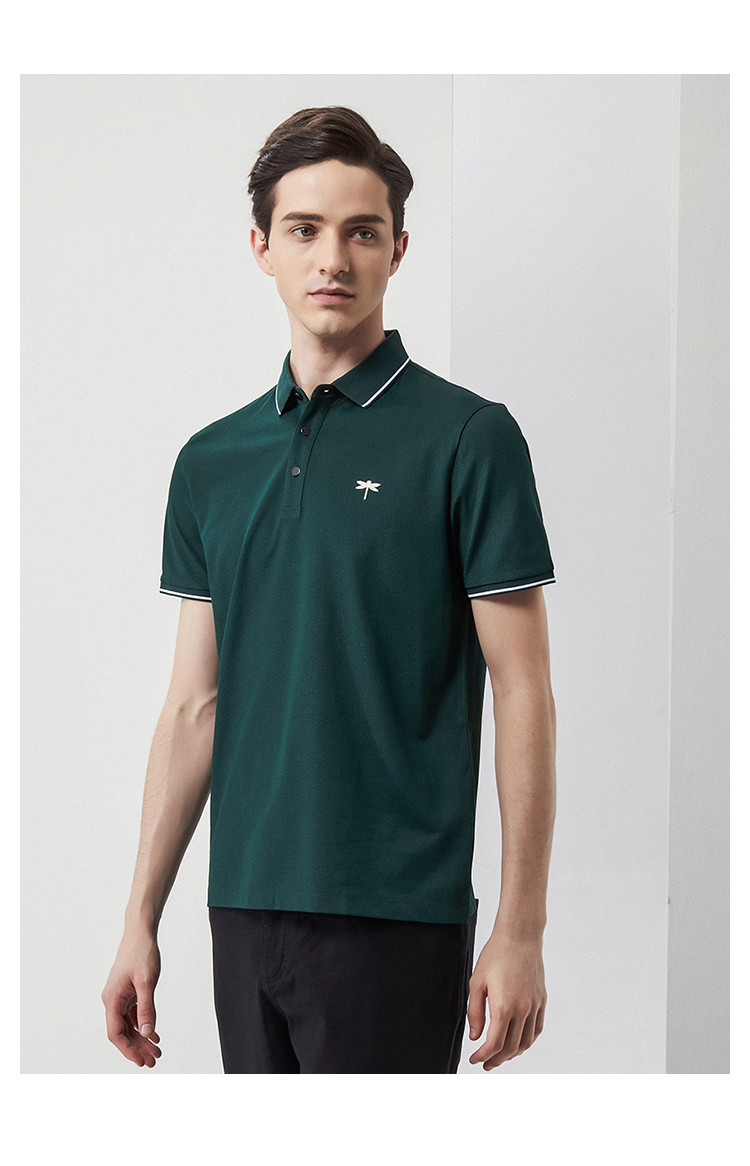 夏季舒适透气蜻蜓烫标商务休闲男士短袖polo衫