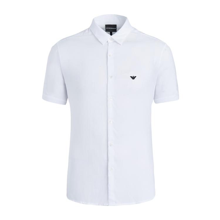 EMPORIO ARMANI 阿玛尼男装净色小鹰标短袖衬衫