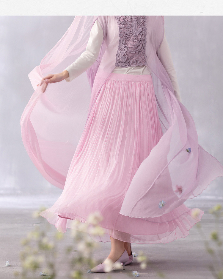 2020夏季新品真丝百搭中长款半身裙桑蚕丝飘逸裙子仙女