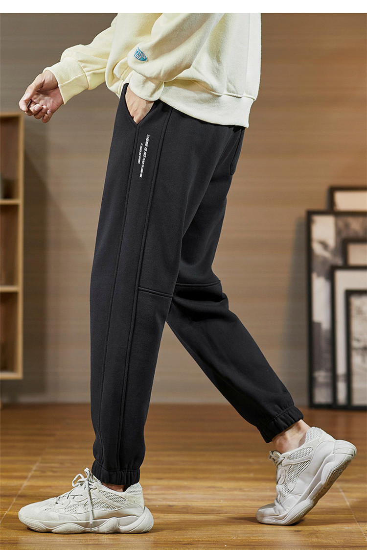 男士休闲裤针织侧边分割基本宽松休闲长裤男裤秋季休闲裤男