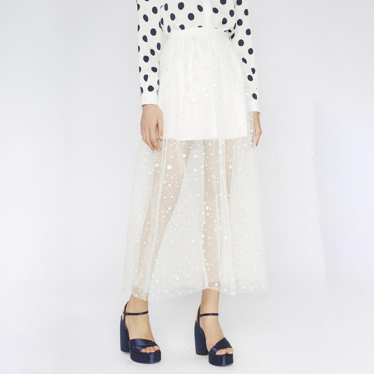 Ports 1961 宝姿女装优雅微透层叠半身裙半截裙sa8s018fln001 In White