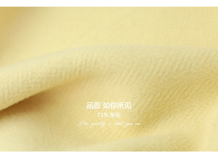 香草黄手工双面羊毛短款大衣女休闲毛呢外套ct1226