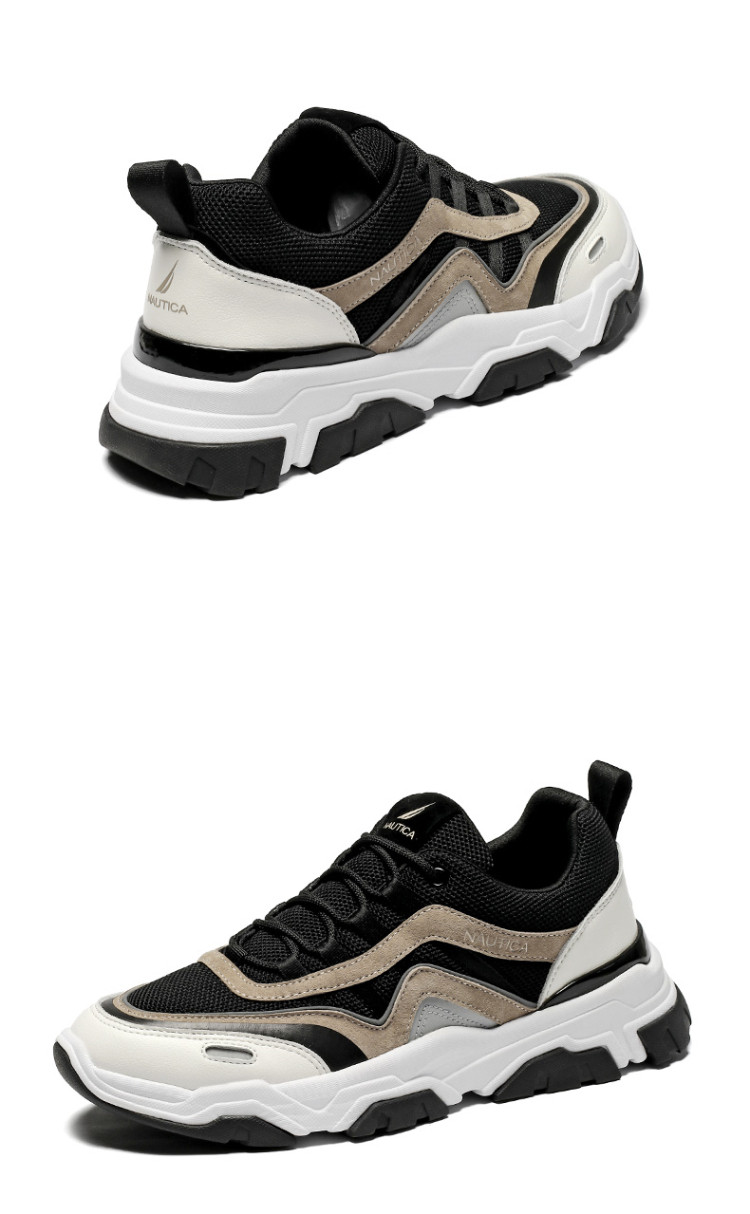 nautica/诺帝卡男鞋黑色时尚潮流老爹鞋运动舒适休闲鞋