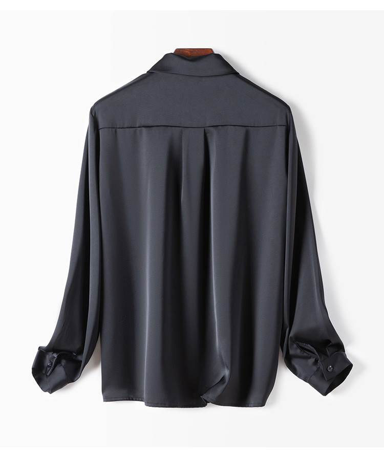 2020秋季新品纯色扎结领上身舒适女式长袖衬衫