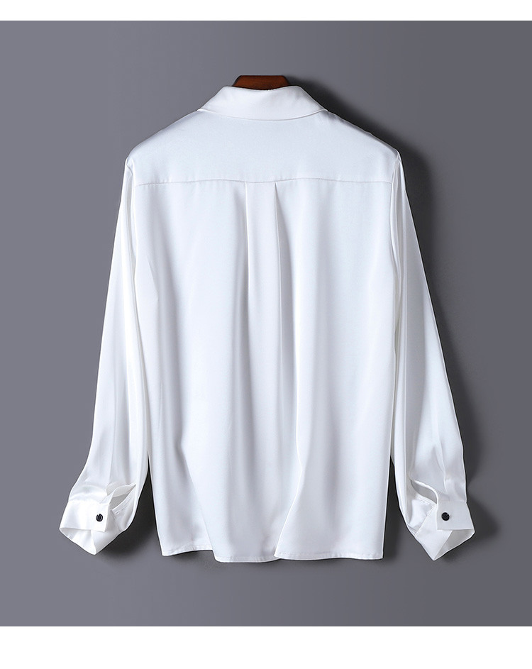 2020秋季新品纯色扎结领上身舒适女式长袖衬衫