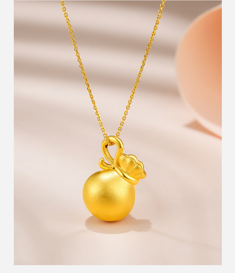 【新年礼物】周六福黄金吊坠5d硬金挂坠女福袋转运珠首饰