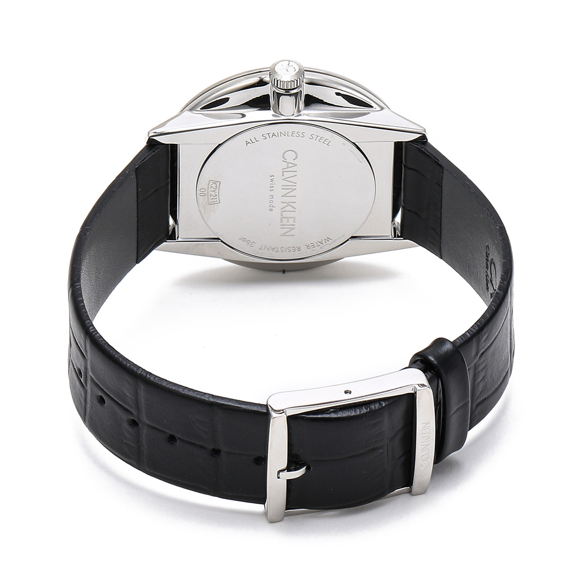 ck卡尔文克雷恩昼夜系列 简约黑色皮带男士石英腕表