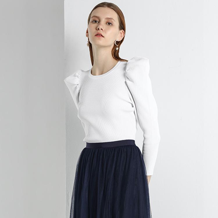 Ports 1961 宝姿女装宫廷简约造型袖针织衫 In White
