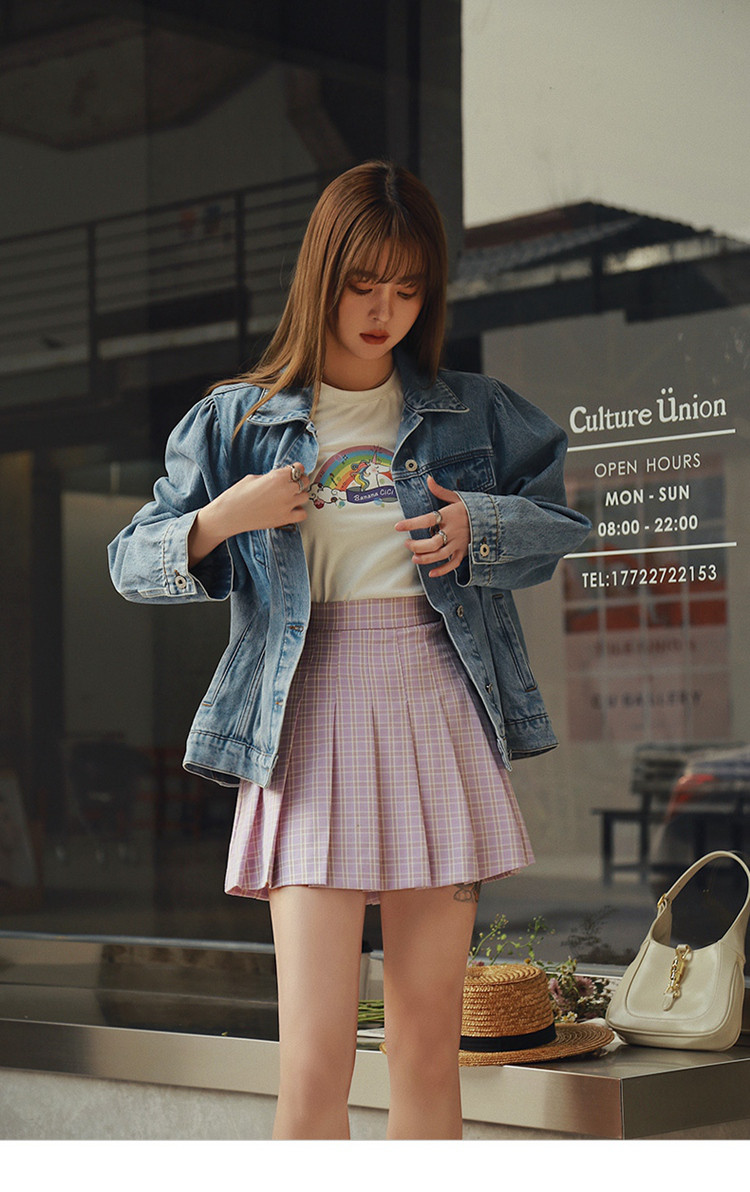 【2021春新款】jk格子百褶裙短款百搭格子半身裙