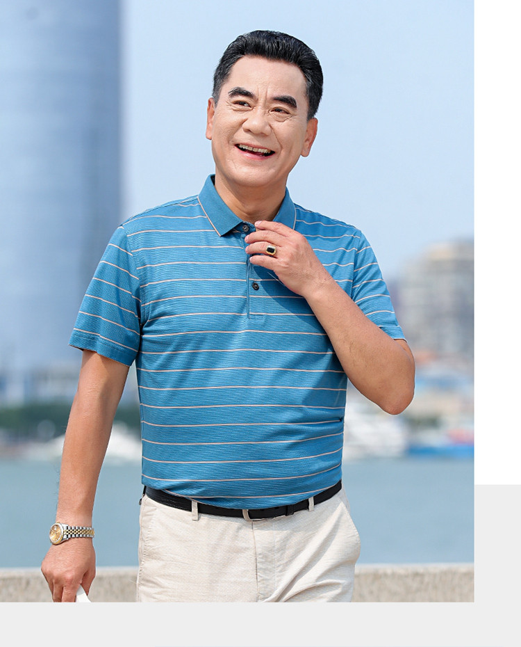 爸爸夏装短袖t恤上衣40-50岁中年男polo衫中老年男装