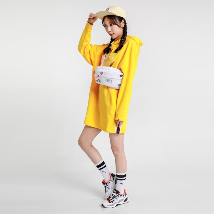 PUMA x RDET 女款纯棉保暖时尚印花长袖连帽连衣裙