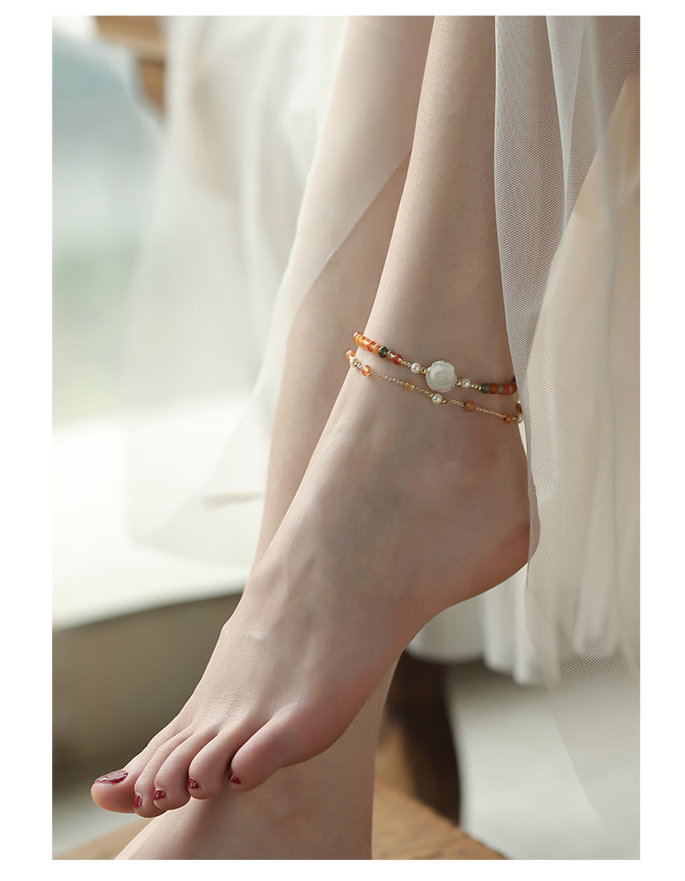 福禄寿脚链女ins小众设计森系双层复古异域风古风流苏脚踝链 卿故