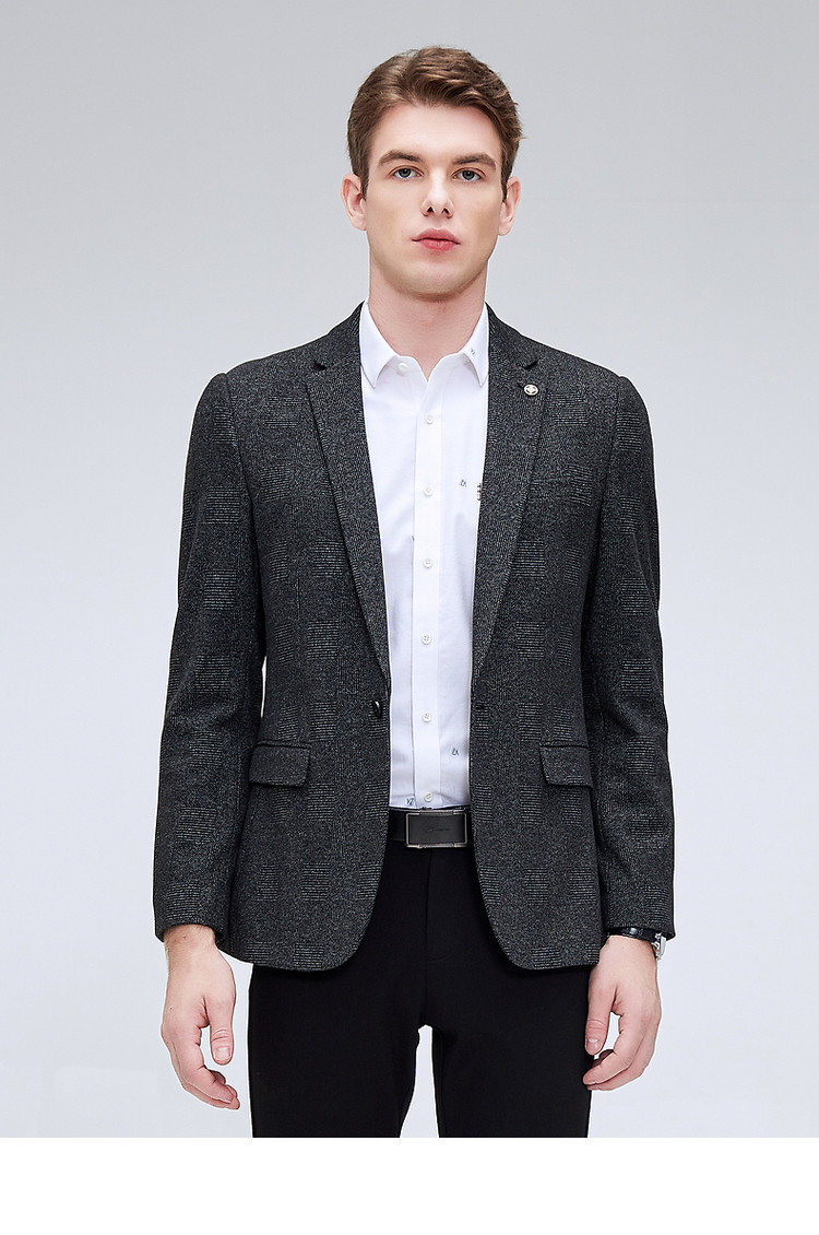 保罗贵族系列2021秋季新款针织商务休闲西服英伦风西装外套男