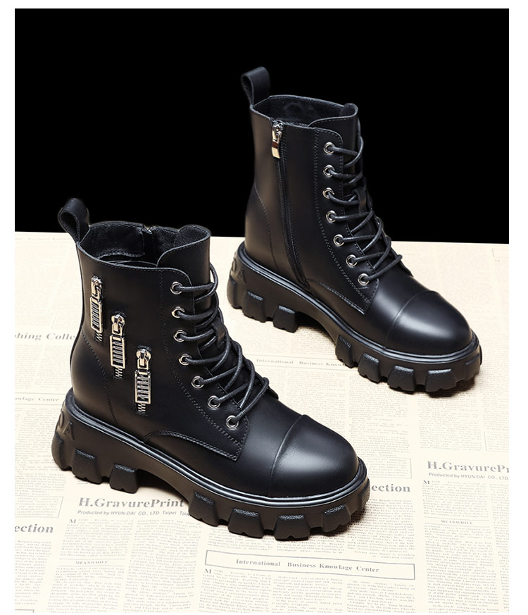 【厚底内增高】马丁靴女2021秋季新款长筒靴休闲百搭靴子女鞋