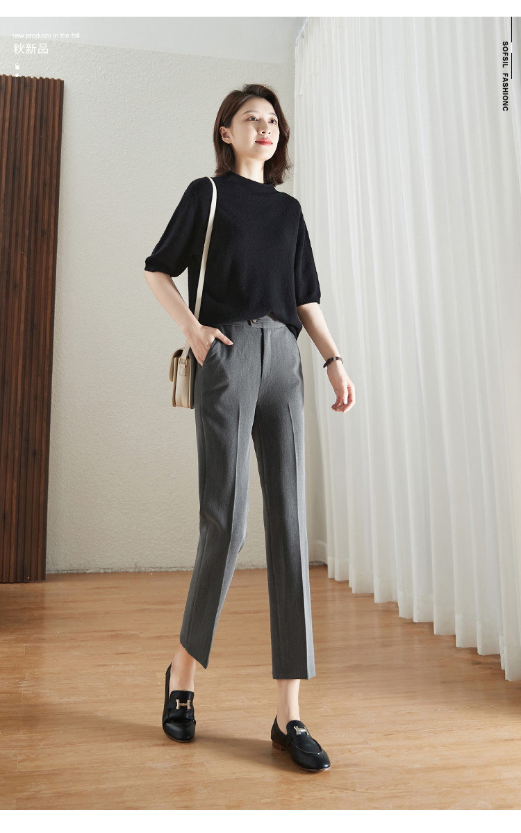 百搭烟管裤女小直筒西装裤休闲女裤气质通勤裤子2021秋新款