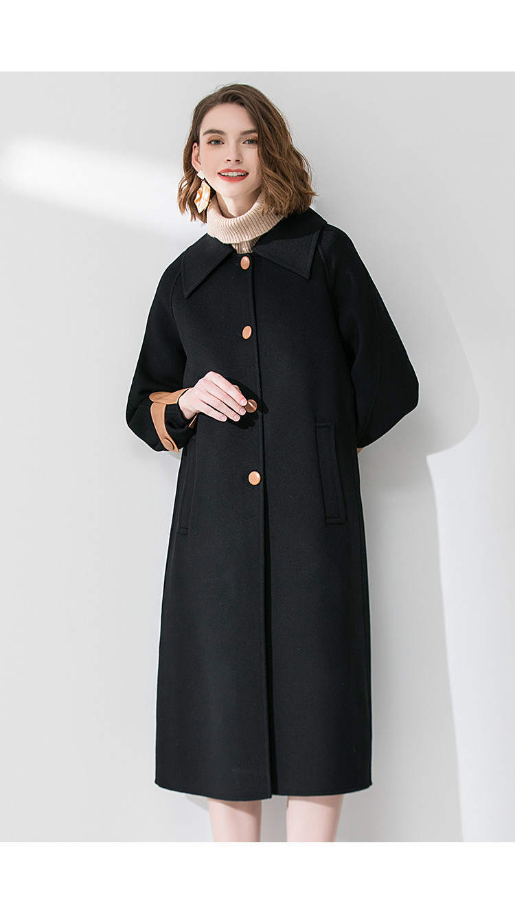 凯撒世家2021年新款中长h版型羊毛双面呢大衣通勤秋冬外套