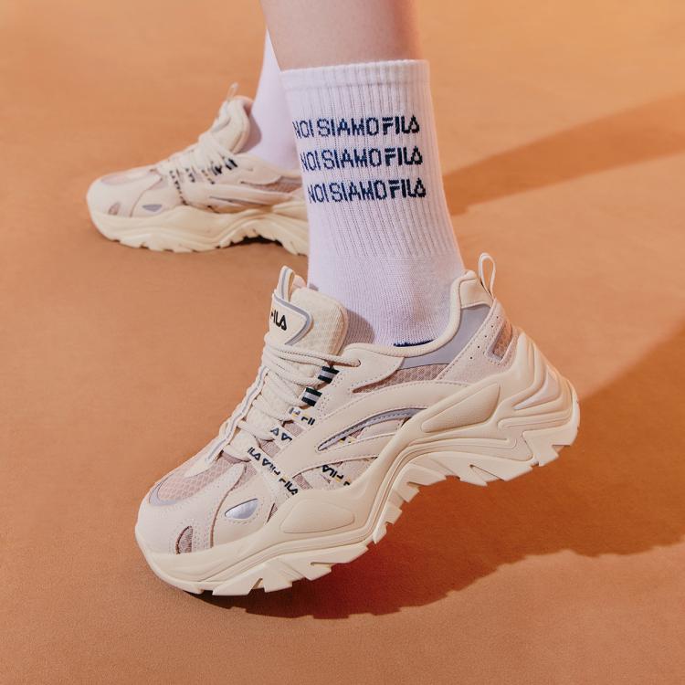 FILA 女鞋时尚运动老爹鞋女低帮潮流鱼刺百搭舒适女式时尚运动鞋