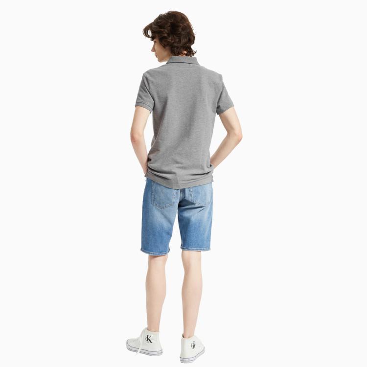CK Jeans 男装时尚含棉撞色线形LOGO提花短袖polo衫J315040