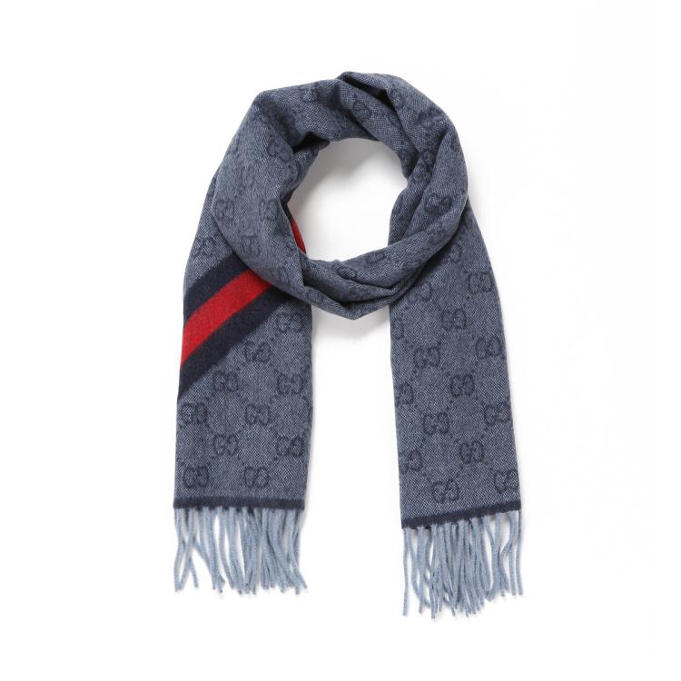 GUCCI 【秋冬送礼】古驰经典条纹撞色流苏100%羊毛围巾披肩男女同款