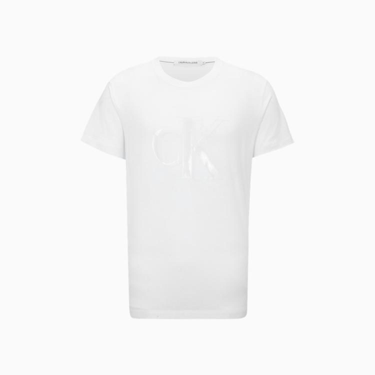 Calvin Klein Ck Jeans22春夏新款男士休闲纯棉透气叠影字母印花短袖t恤zm01923 In White