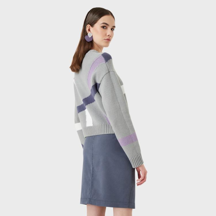 EMPORIO ARMANI EMPORIO ARMANI 阿玛尼女式简约撞色条纹针织衫