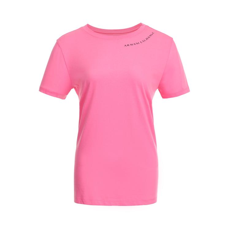 Armani Exchange 女士纯棉舒适印花字母舒适青春活力圆领t恤衫 In Pink