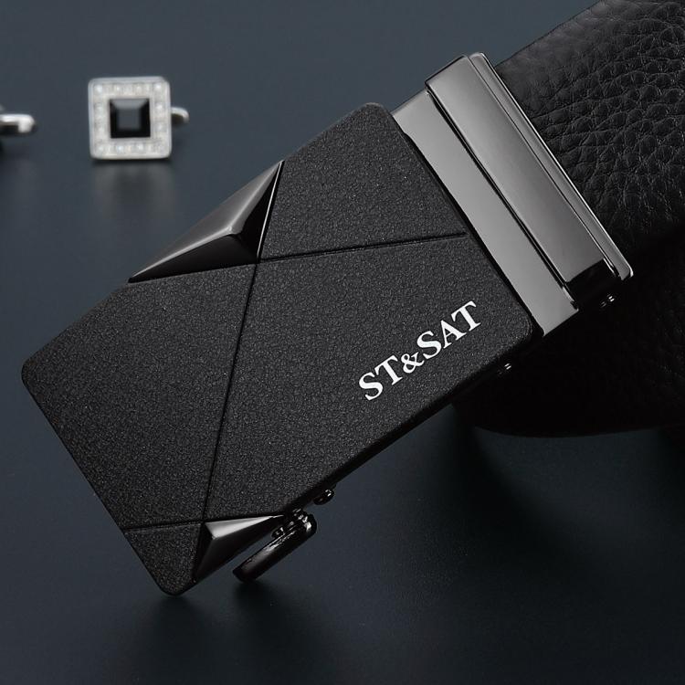 ST&SAT 【头层牛皮】时尚经典真皮男士腰带皮带商务自动扣头裤带送老公