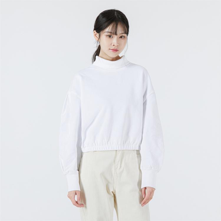 Puma 高领落肩灯笼袖时尚卫衣女装上衣运动休闲套头衫 In White