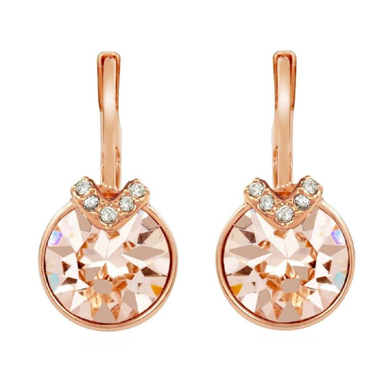 施华洛世奇 贝拉系列甜美穿孔耳环 闪耀水晶 金粉耳环
