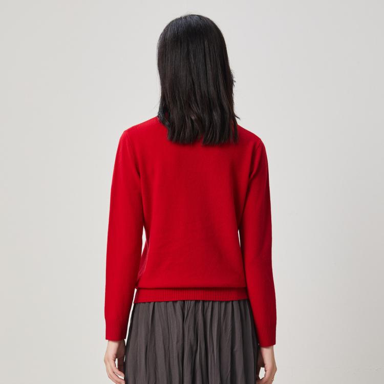 金菊 【纯羊毛】镇店头部款新年红毛衣日常百搭保暖柔软纯色打底羊毛衫