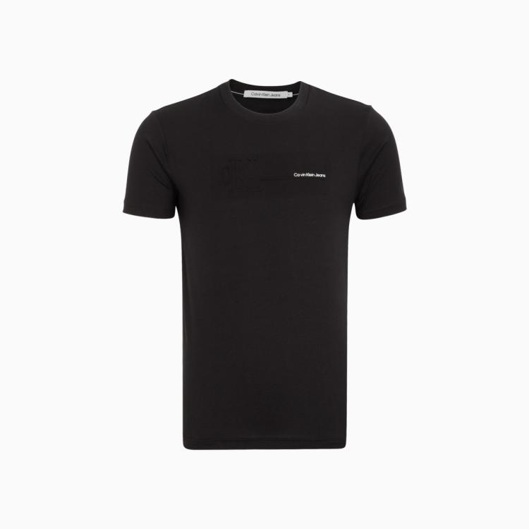 Calvin Klein Ck Jeans夏季男士休闲纯棉简约压纹logo修身透气短袖t恤j321533 In Black