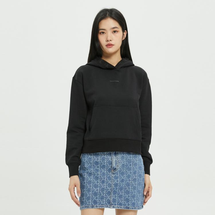 Calvin Klein Ck Jeans春秋女士时尚透气纯棉循环logo提花连帽卫衣zw01873