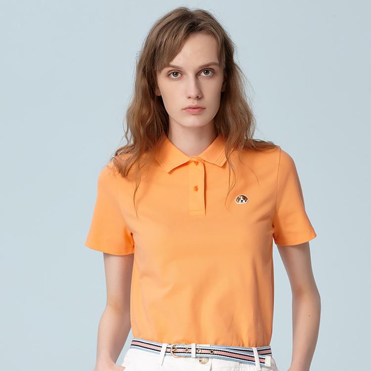 Hazzys 短袖t恤女士夏季修身简约英伦风polo领体恤上衣 In Orange