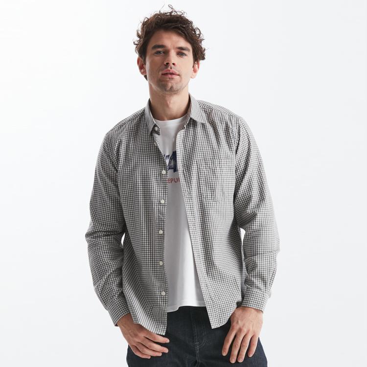 Aigle 艾高dorati Ch男款合身版型格纹休闲简约运动户外长袖衬衫 In Gray