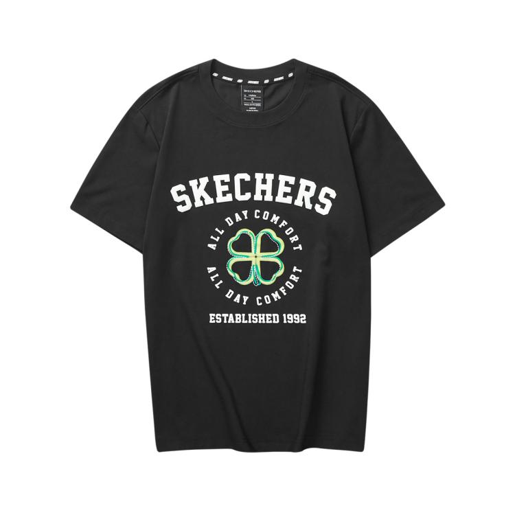 Skechers 【运动t恤】男士舒适透气针织运动短袖t恤衫夏季 In Black
