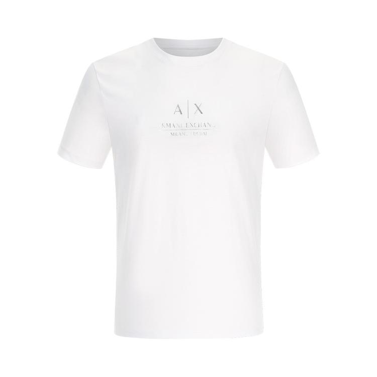 Armani Exchange 男士时髦休闲烫金logo标短袖t恤 In White