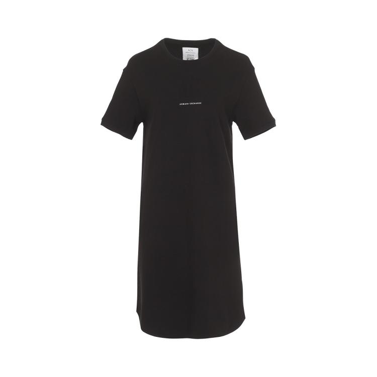 Armani Exchange 女士立体logo短袖连衣裙 In Black